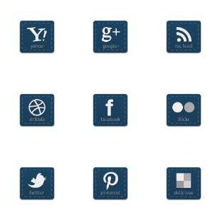 Blue Rectangle Social Buttons icon sets preview