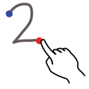 number, stroke, gestureworks, two icon