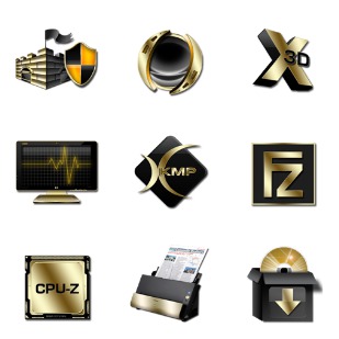 Black And Gold 3 icon sets preview
