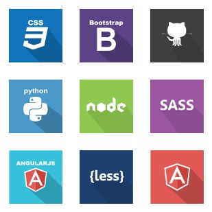 Long shadow web icon sets preview