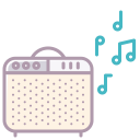 play, amp, music, audio, notes, appliance, sound icon