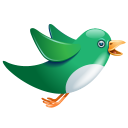twitter bird flying green icon
