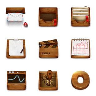 Wooden icon sets preview