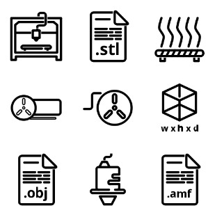 3D Printing Line icon sets preview