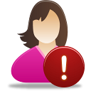 Female, User, Warning icon