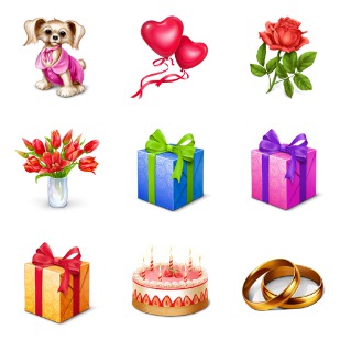 Gifts icon sets preview