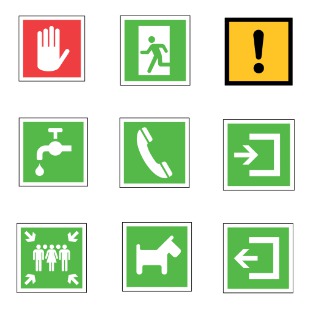 Emergency signs icon sets preview