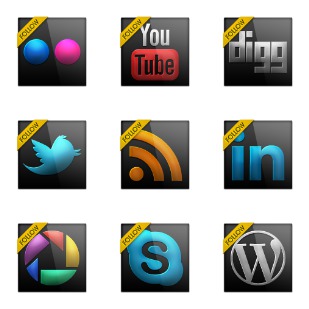 Black Gloss Social icon sets preview