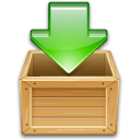 Arrow, Box, Download, Green, Load, To, Wooden icon