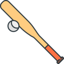 Sports baseball bat ball icon