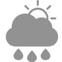 sun, raindrops, cloud icon