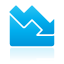 area, down, blue, chart icon