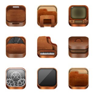 Wooden icon sets preview