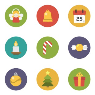 Flat Christmas Circle icon sets preview