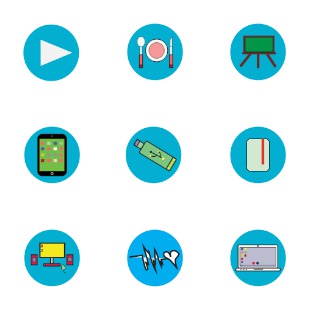 Blue life icon sets preview