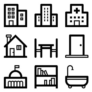 Architecture & Interior icon sets preview