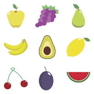 Fruits icon sets preview