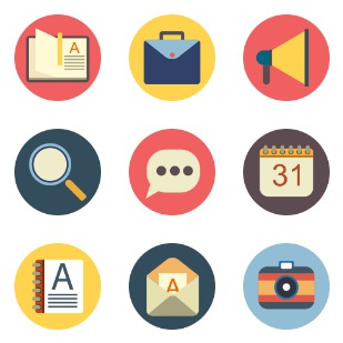 Mixed rounded flat icon sets preview