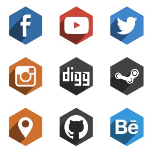 Miu hexagon shadow social icon sets preview