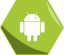 company, android, social, hexagon icon