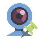 pin, push, webcam icon
