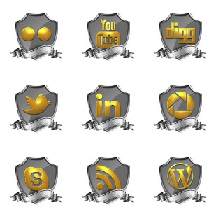 Shield Badge Social icon sets preview