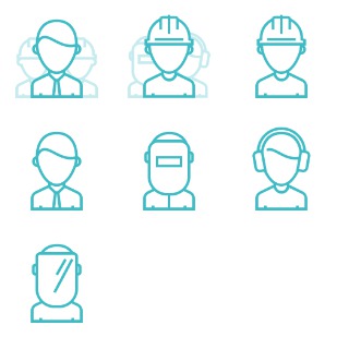 Construction Workers / Minimalistic line icon sets preview