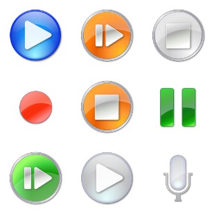 Play Stop Pause icon sets preview