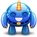 monster, blue, happy icon