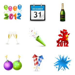 New Year icon sets preview