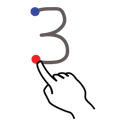 stroke, number, gestureworks, three icon
