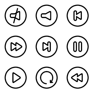 Audio Video Outline icon sets preview