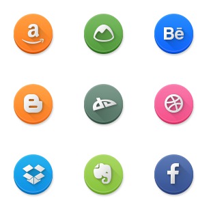 Modern Social Media Circles icon sets preview