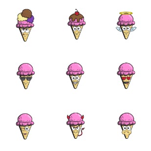 Ice Cream Cone Emojis icon sets preview