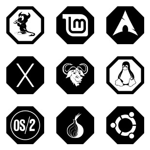 System Black Octagons icon sets preview