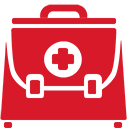 doctor, red, briefcase icon
