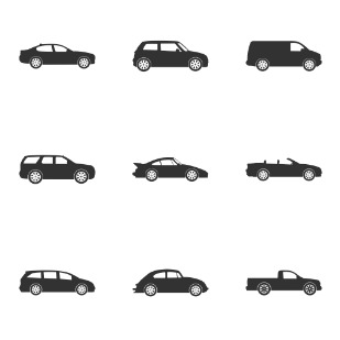 Car Silhouettes icon sets preview