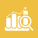 magnifier, graphs, graph, analyze, strategy, analytics icon