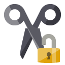 scissors, open, lock icon