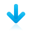 arrow, down, blue icon
