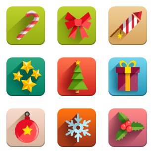 New Year Flat icon sets preview