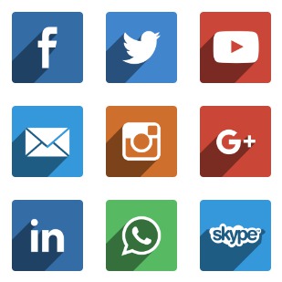 Miu square shadow social icon sets preview