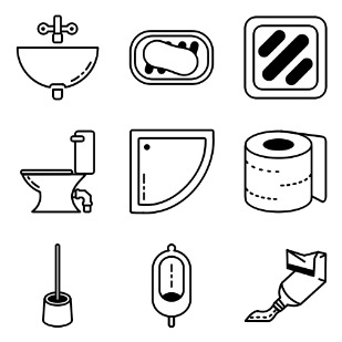 Toilet icon sets preview