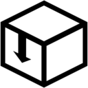 Cube box with down arrow symbol icon