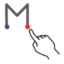 stroke, gestureworks, uppercase, m, letter icon