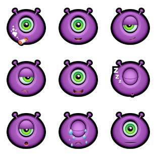 Purple Monsters icon sets preview
