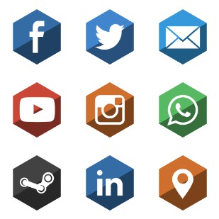 Miu hexagon gloss social icon sets preview
