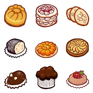 Patisserie icon sets preview