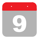 hovytech, nine, ninth, time, schedule, event, calendar icon