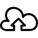 Upload hand drawn interface symbol of an up arrow in a cloud icon